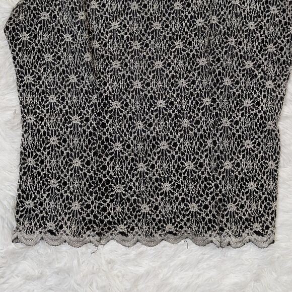 Y2K Whimsygoth Lacy Tank Top Black and White Size Large Dress Barn - Picture 6 of 8